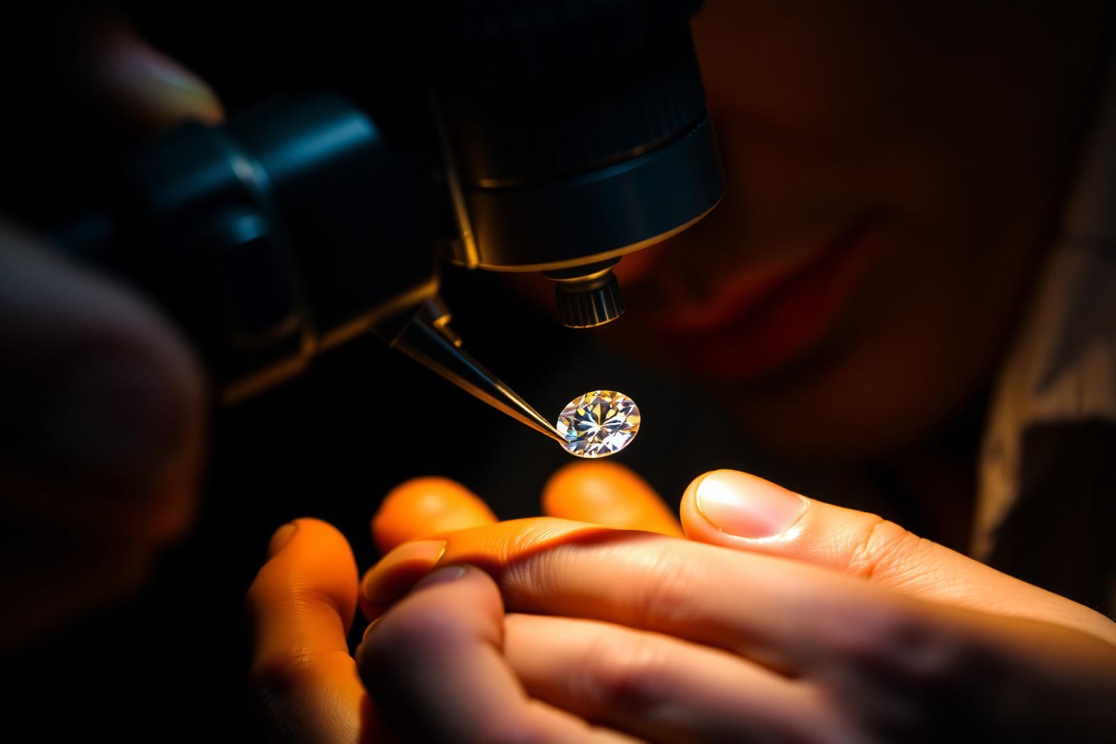 Diamond grader examining a stone